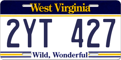 WV license plate 2YT427