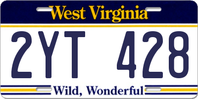 WV license plate 2YT428