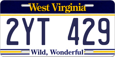 WV license plate 2YT429