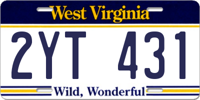 WV license plate 2YT431