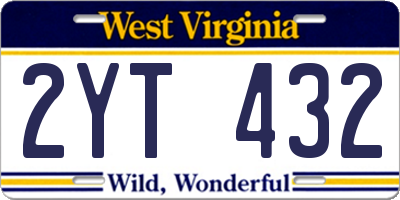 WV license plate 2YT432