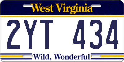 WV license plate 2YT434