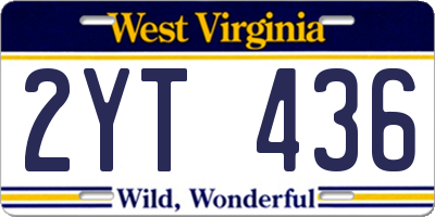 WV license plate 2YT436