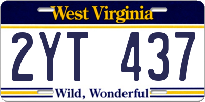 WV license plate 2YT437