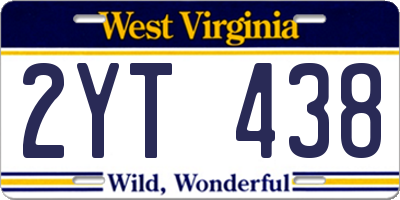 WV license plate 2YT438