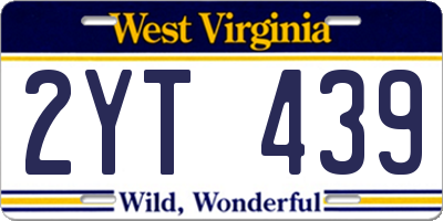 WV license plate 2YT439