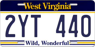 WV license plate 2YT440