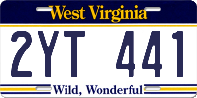 WV license plate 2YT441