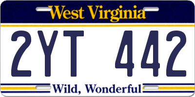 WV license plate 2YT442