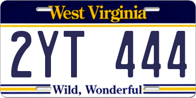 WV license plate 2YT444