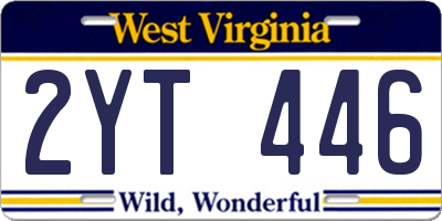 WV license plate 2YT446