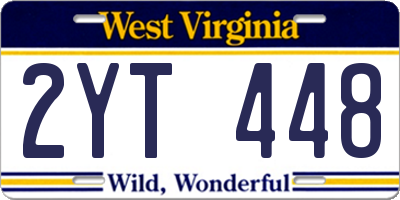 WV license plate 2YT448