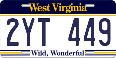 WV license plate 2YT449