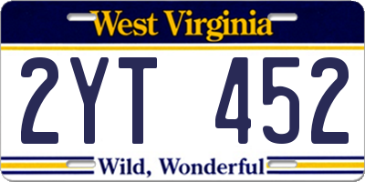 WV license plate 2YT452