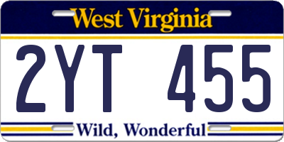 WV license plate 2YT455