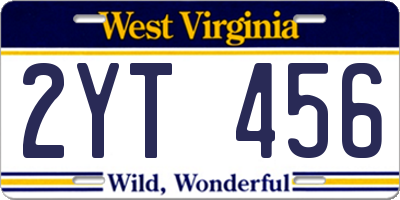 WV license plate 2YT456