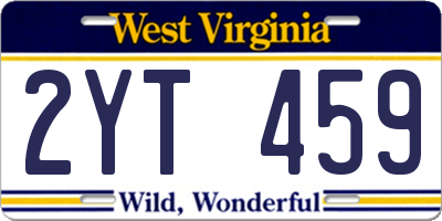 WV license plate 2YT459