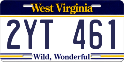 WV license plate 2YT461