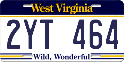 WV license plate 2YT464