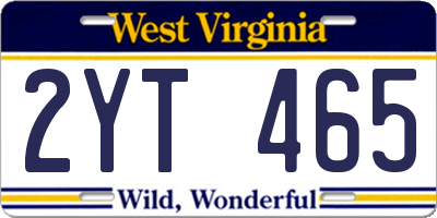 WV license plate 2YT465