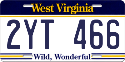 WV license plate 2YT466