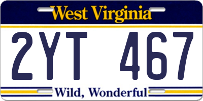 WV license plate 2YT467