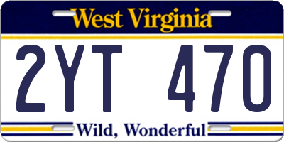 WV license plate 2YT470
