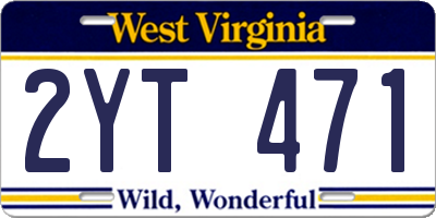 WV license plate 2YT471