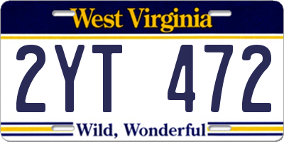 WV license plate 2YT472