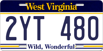 WV license plate 2YT480