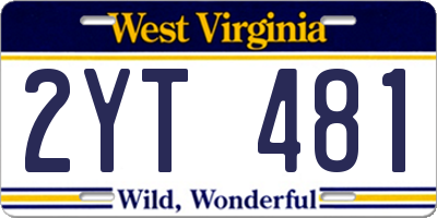 WV license plate 2YT481