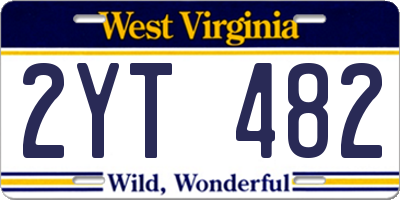 WV license plate 2YT482