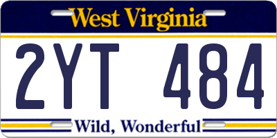 WV license plate 2YT484