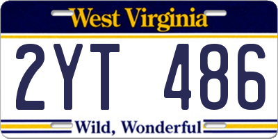 WV license plate 2YT486