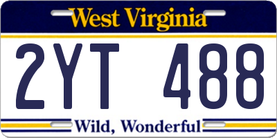 WV license plate 2YT488