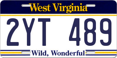 WV license plate 2YT489