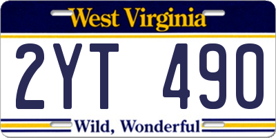 WV license plate 2YT490