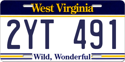 WV license plate 2YT491