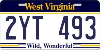 WV license plate 2YT493