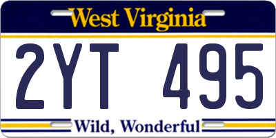 WV license plate 2YT495