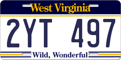 WV license plate 2YT497
