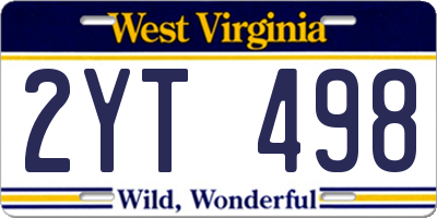 WV license plate 2YT498