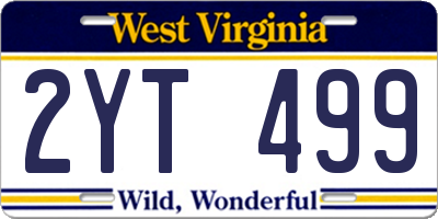WV license plate 2YT499