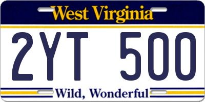 WV license plate 2YT500