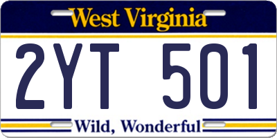WV license plate 2YT501