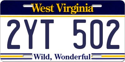 WV license plate 2YT502