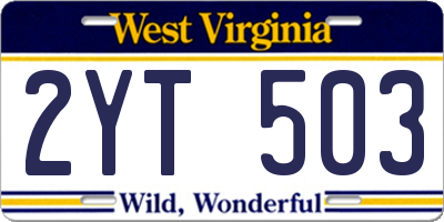 WV license plate 2YT503