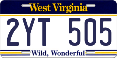 WV license plate 2YT505