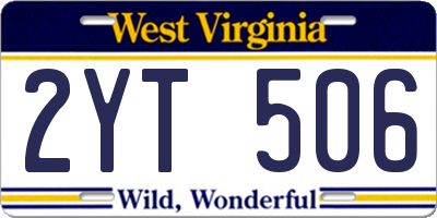 WV license plate 2YT506