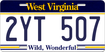 WV license plate 2YT507